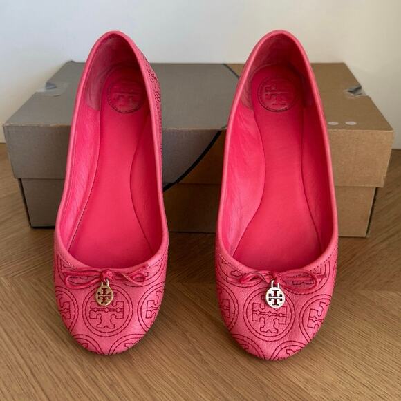 Tory Burch Chelsea Stitched Logo “Rose Petal Pink” Women Ballet Flats- SZ 7.5 - Picture 3 of 11